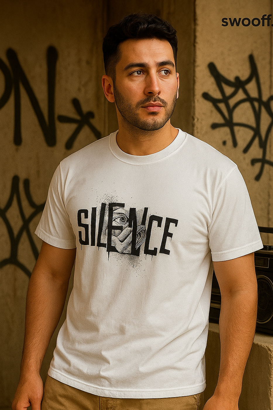Silence Graphic Tee – Black